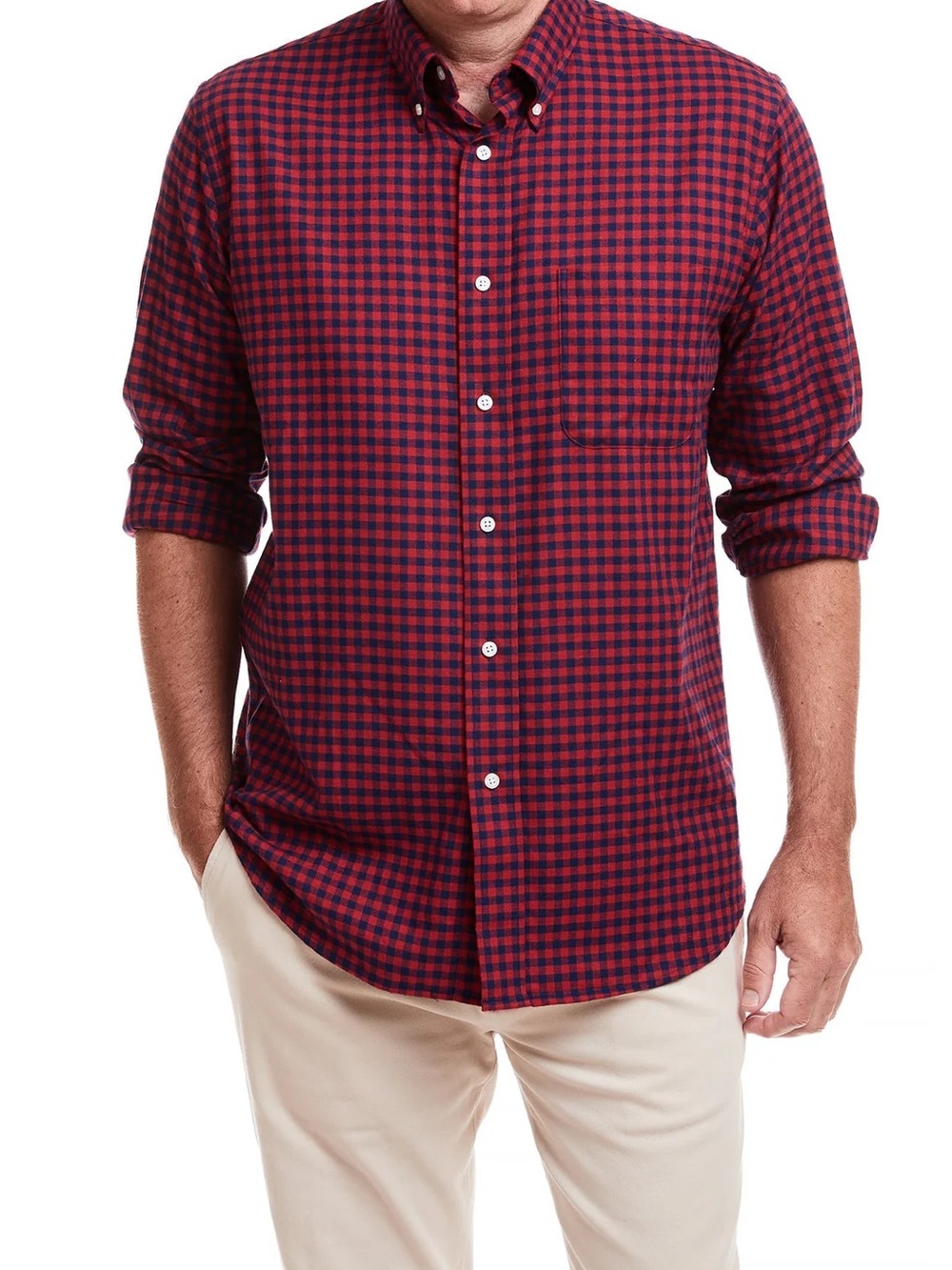 GAP Red and Navy Gingham Button-Down Shirt